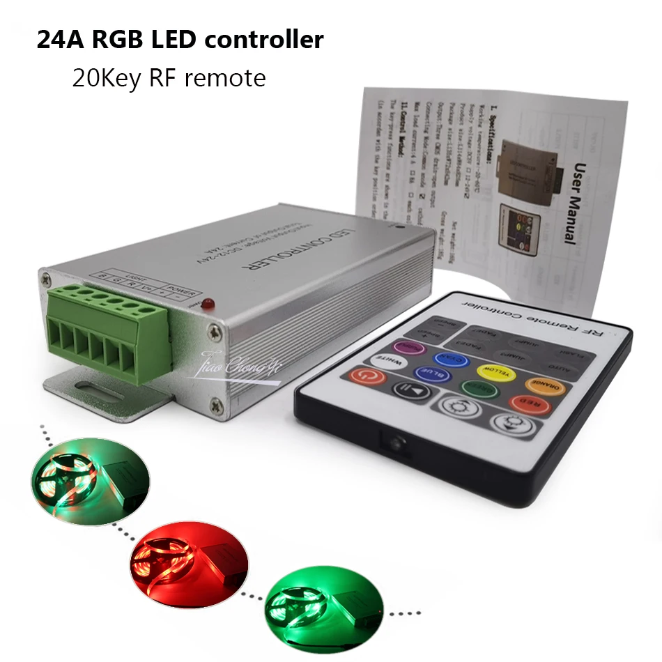 

RF 24A RGB LED Wireless contoller with 20key remote control For DC12-24V 2835 5050 335 RGB LED light strip