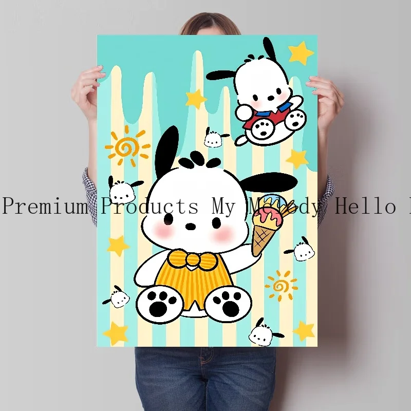 Anime Cartoon Sanrio Cute Hello Kitty Cinnamoroll Poster Art Wall Murals Decor Game Room Decor Gifts Kawaii HD Canvas Painting