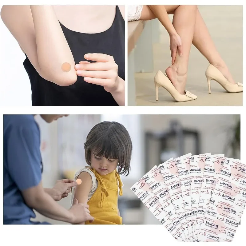 Imagem -03 - Impermeável Ferida pe Emplastros Pequeno Band-aid Redondo Bandaids Vacina Pegajoso Bandagem Kit de Primeiros Socorros 100 Pcs