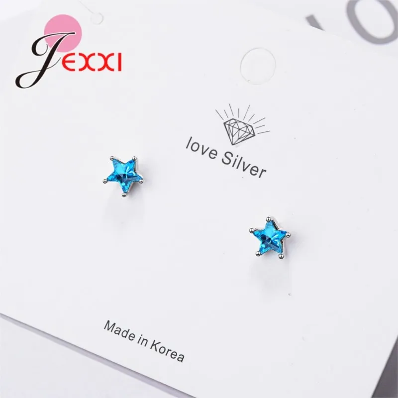 Blue Star Appearance Good Quality Shiny 925 Sterling Silver Earrings Nice Jewelry for Women/Girls Dance Party Appointment