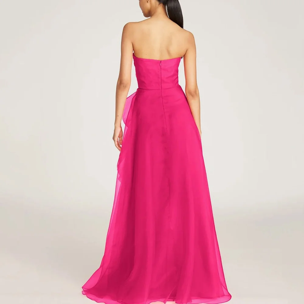 Romantic Prom Dress A Line Strapless For Women Evening Gowns Floor Length Backless Party Dresses robes de soirée