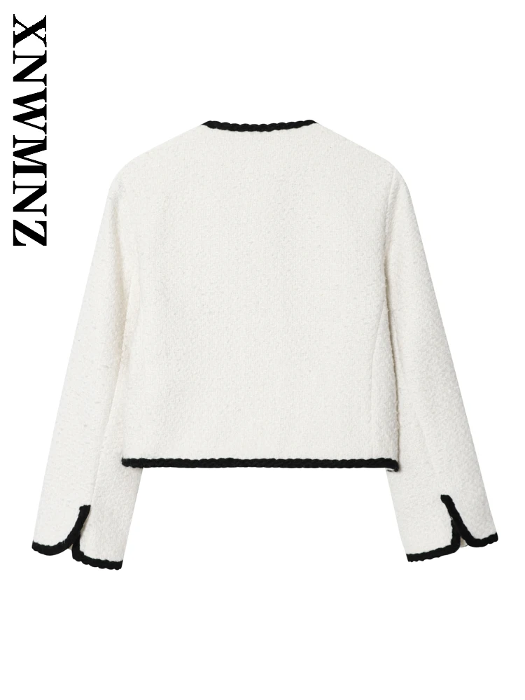 เสื้อแจ็คเก็ตแฟชั่นลำลองผู้หญิง XNWMNZ รุ่นใหม่ประจำฤดูใบไม้ร่วงปี 2025 ปกคอวี กระดุมแถวเดียว สไตล์เรียบหรู เหมาะสำหรับใส่ไปทำงาน แขนยาว ดีไซน์เก๋ไก๋