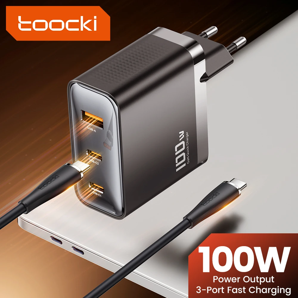 

Toocki 100W USB GaN Charger PD QC 3.0 Quick Charge Type C Fast Phone Charger For iPhone 15 14 13 12 Pro Max Macbook Samsung S23