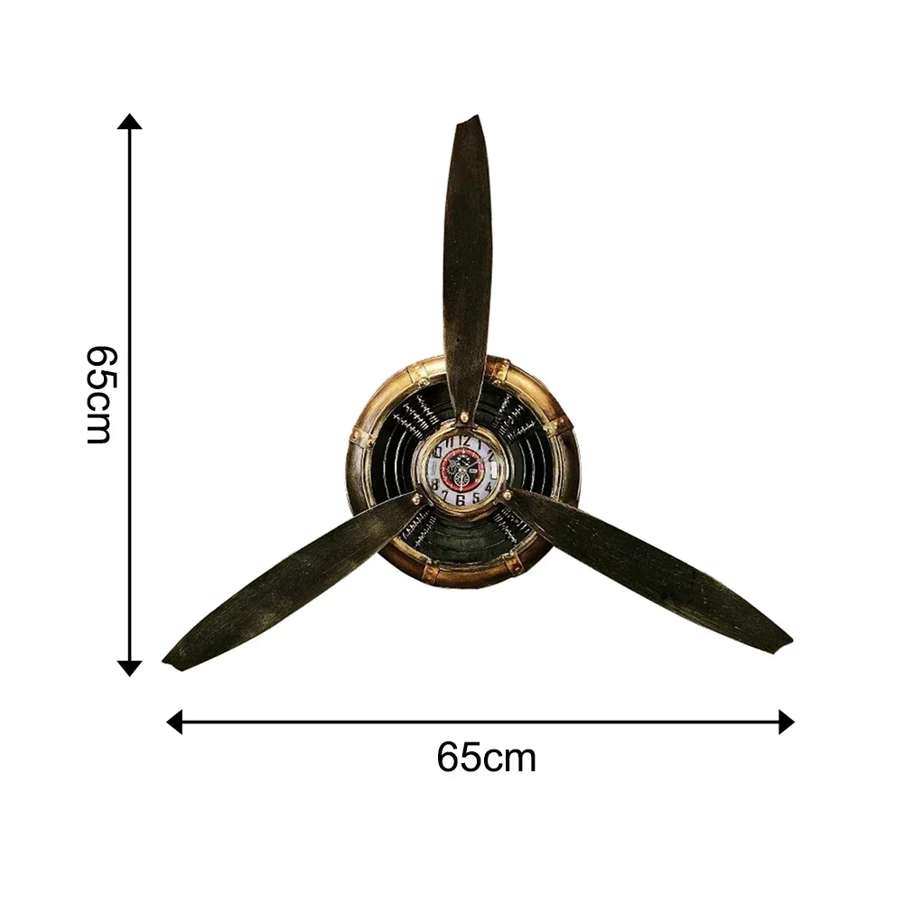 Aircraft Decorative Metal Propeller Retro Wrought Iron Wall Clock Propeller Wall Decoration Wall Hanging Clock Propeller