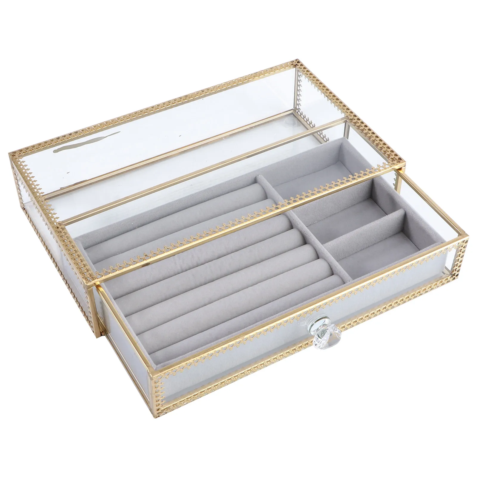 

1Set Jewelry Box Sturdy Construction Resistant to Deformation Ideal for Necklace Earring Storage Space-Saving Design