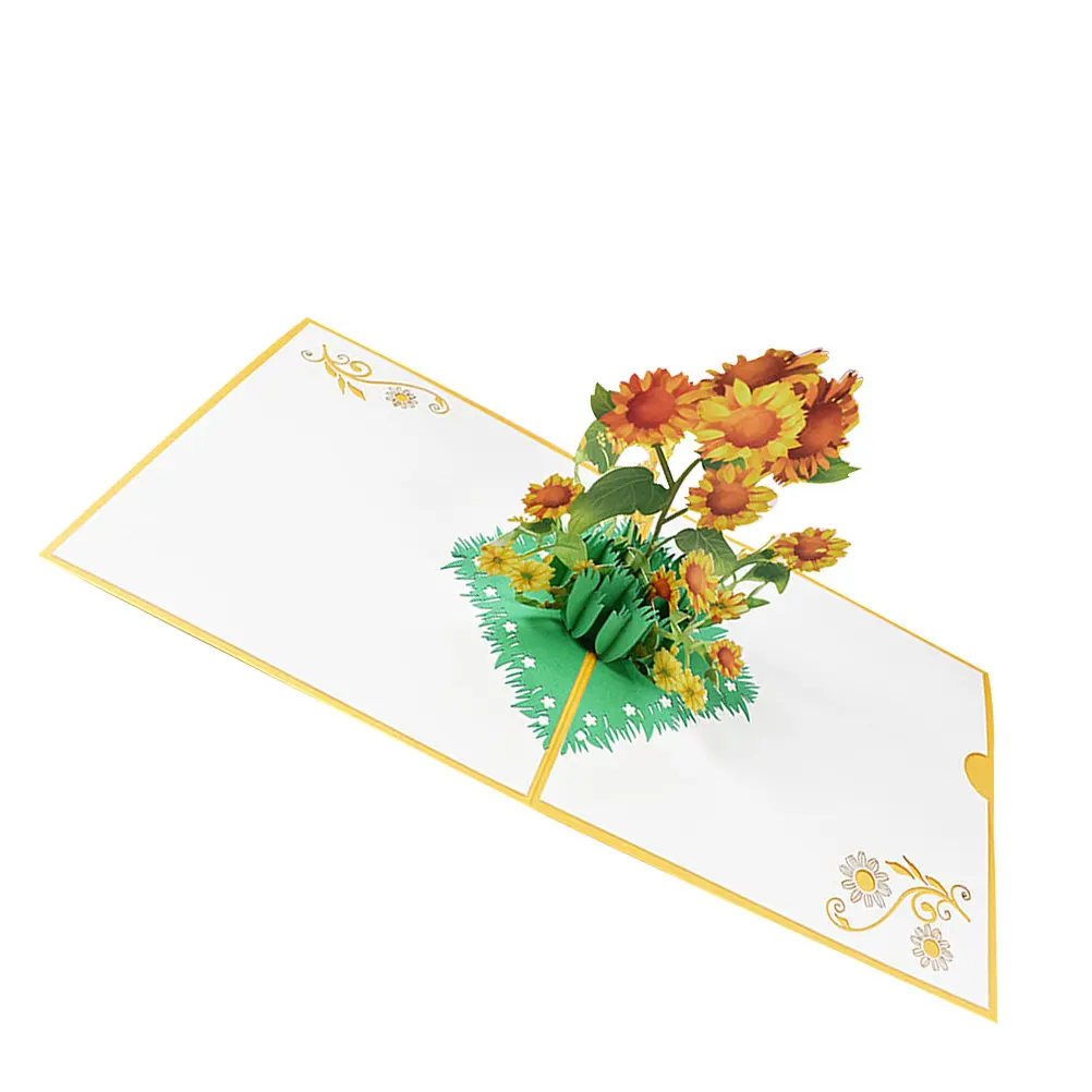 

3D Sunflower Greeting Cards Lightweight Portable Delicate Handcrafted Birthday Thanksgiving New Year Holiday Blessing Cards with