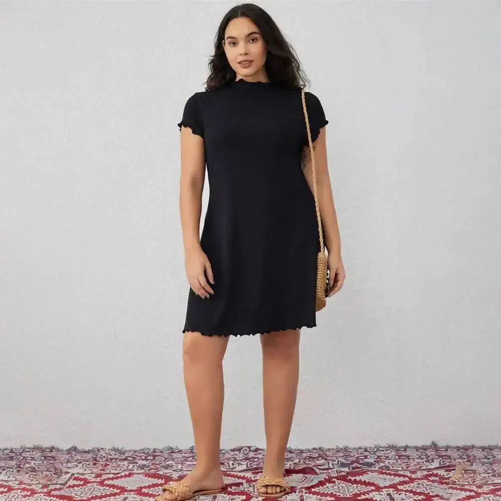 新しい婦人服シンプルでエレガントな半袖ニット長袖ドレスはスリ - Summer Clothing New Look のレビューと価格