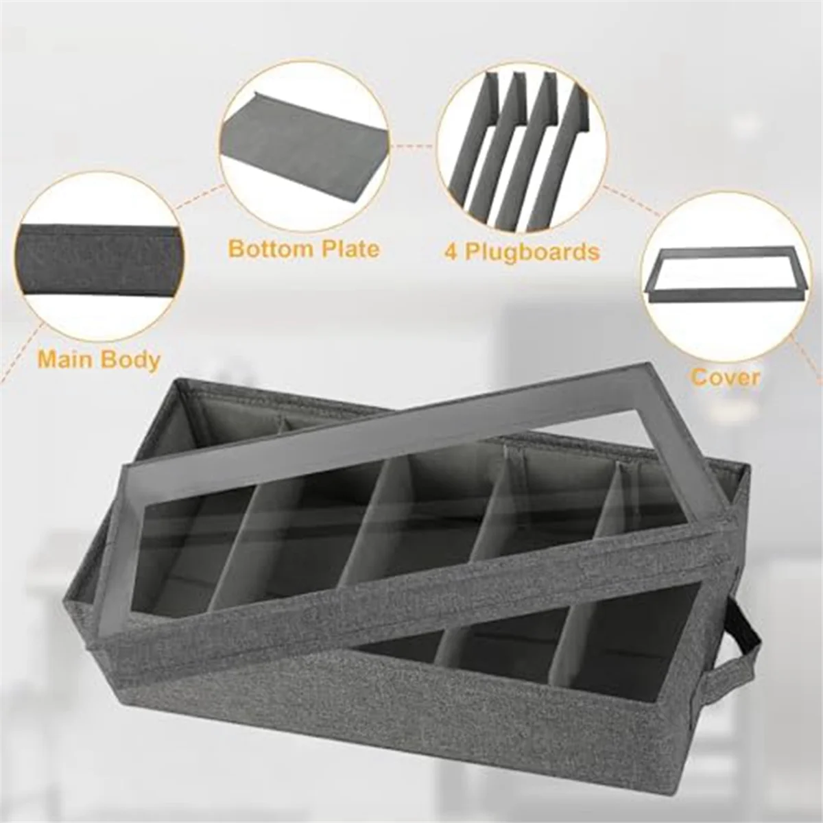 Flatware & Utensil Storage - Durable Silverware Storage Box with Adjustable Divider, 5 Compartment Flatware Storage Case