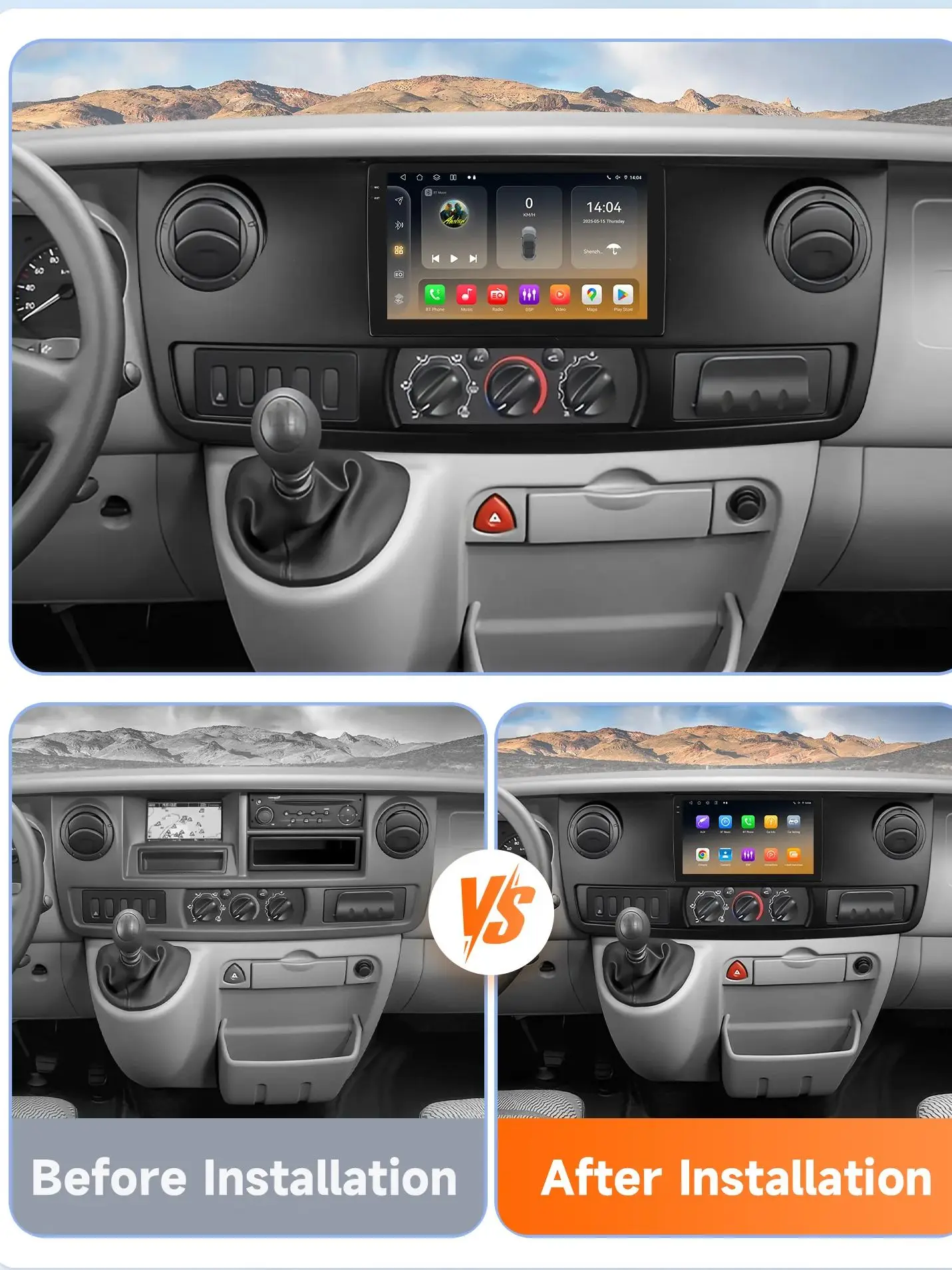 Hizpo 8Core 2Din Android 14 Auto Multimedia GPS Player Für Renault Master 2003-2011 AI Carplay 4G BT 360 Kamera Durch Snapdragon 6115