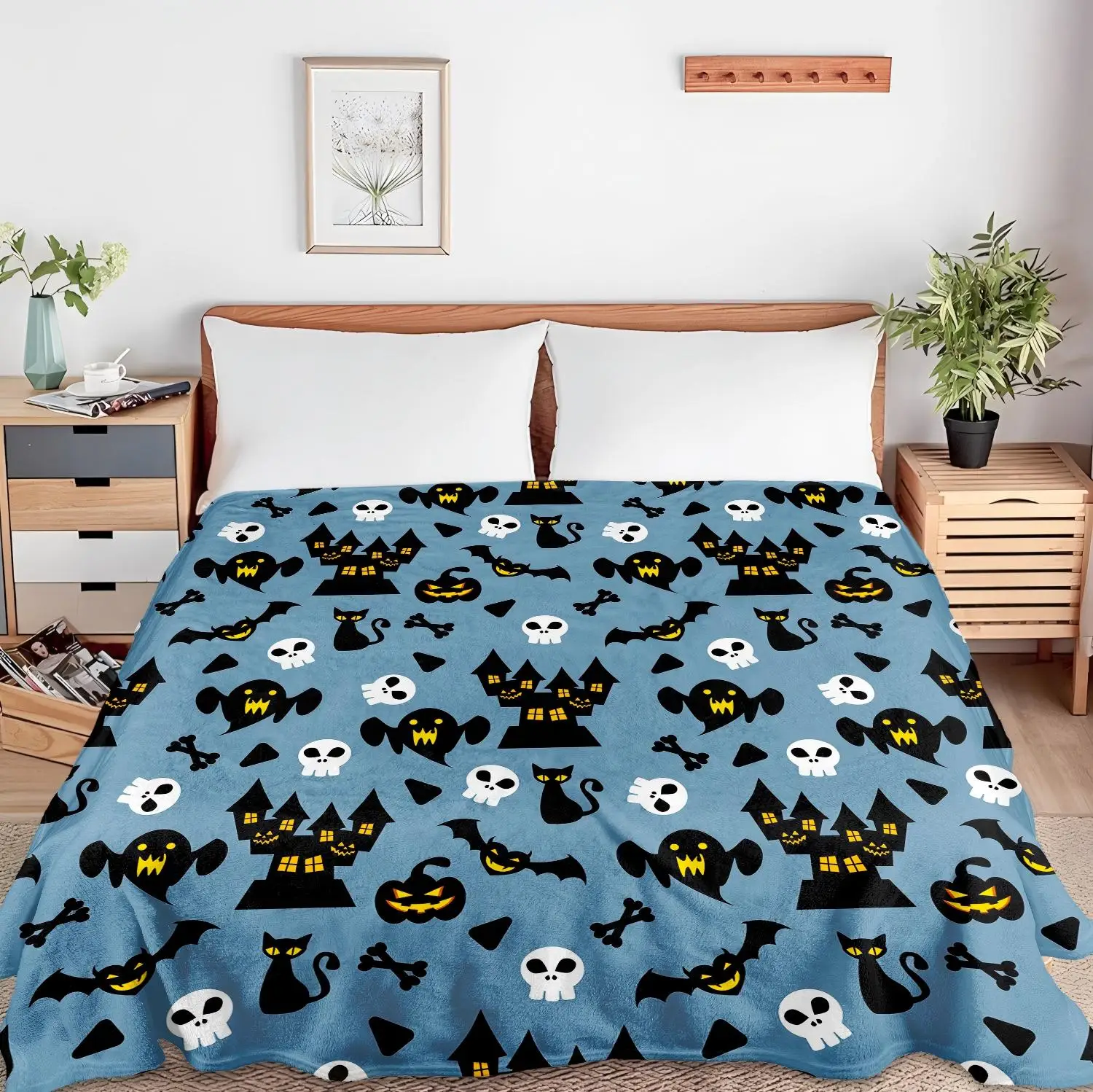1PC Halloween theme Castle Ghost Skull New design Throw Blanket All Saints Day Gifts for Couch Bed Car Camping all season use