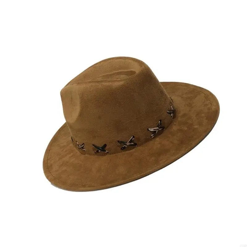 

652F Classical Homburg Top Hat Panama Hat Gift for Boyfriend Top Hat Unique Stitches Costume for Outdoor Gatherings