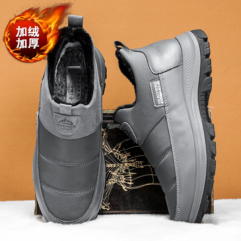

Men's Winter Boots Warm Waterproof Non-Slip Plush Sneakers Shoes - Winter Slippers Male Tenis Boots