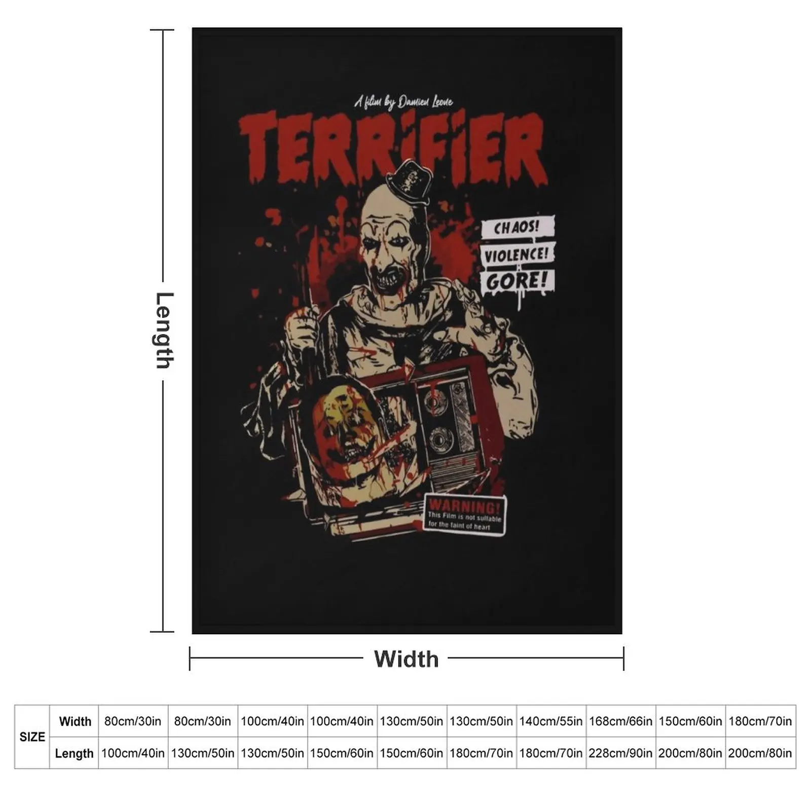 Terrifier Movie Halloween Throw Blanket couch cozy soft plush fuzzy picnic outdoor blanket