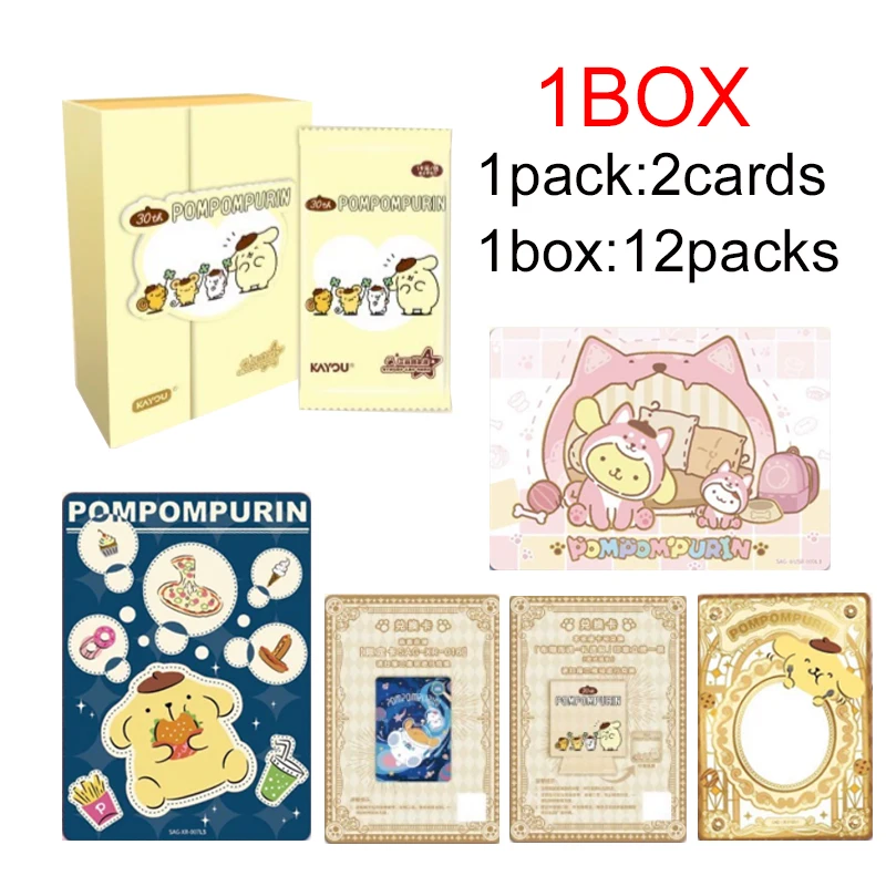 KAYOU Sanrio Pom Pom Purin 30th Anniversary Gift Pack Meet‑By‑Chance Vol.1 Booster Box 12 Packs Collectible Trading Cards LR XR