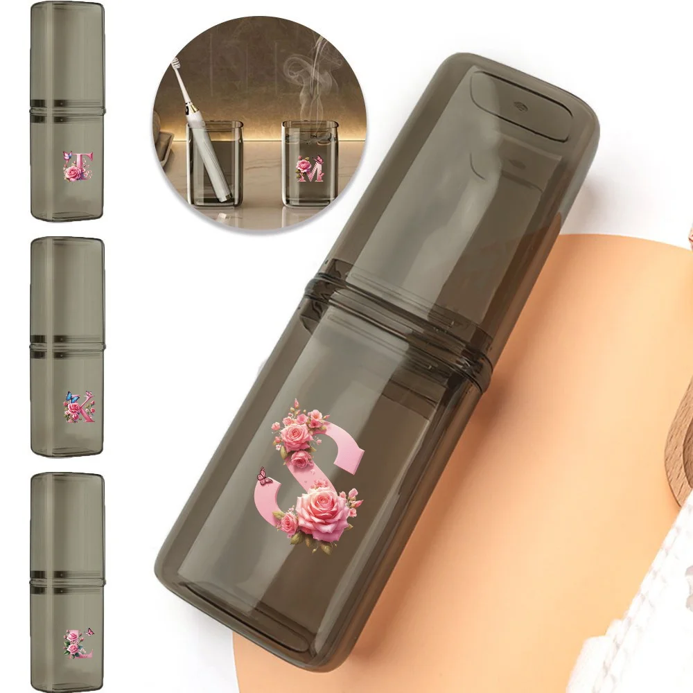 

Portable Toothbrush Storage Box Suitable for Business Outdoors Pink Butterfly Initial Name 26 Letters Pattern