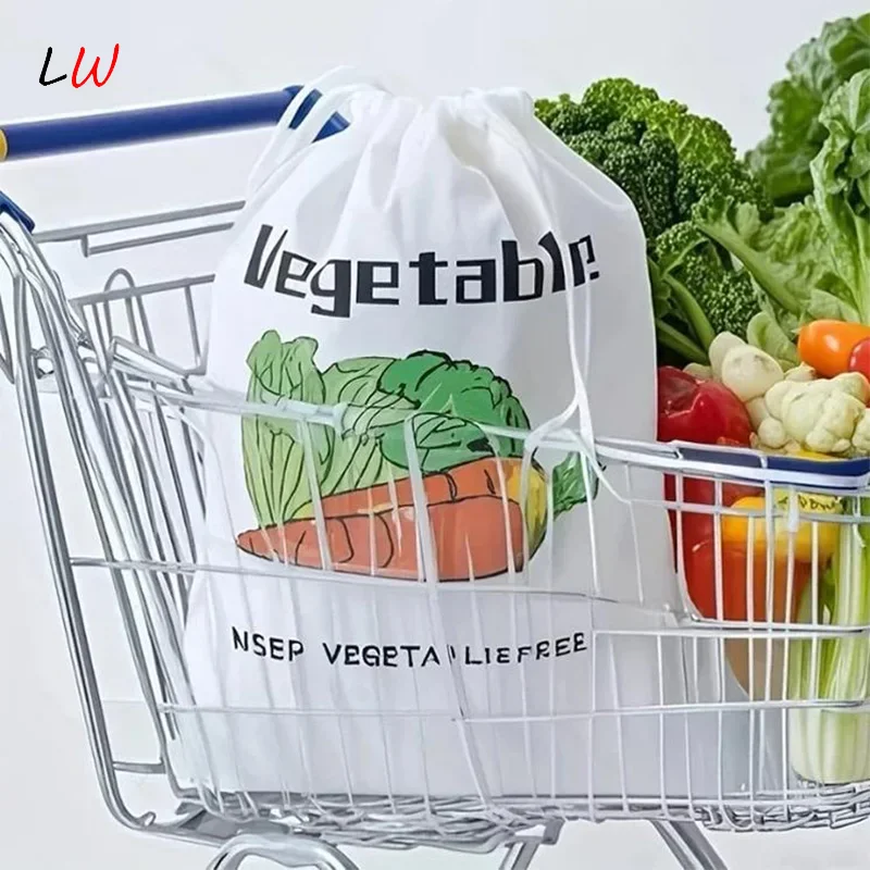 

Large Capacity Storage Bag Portable Fruit Vegetable Freshkeeping Bag Anti Ripening Insulated Drawstring Reusable