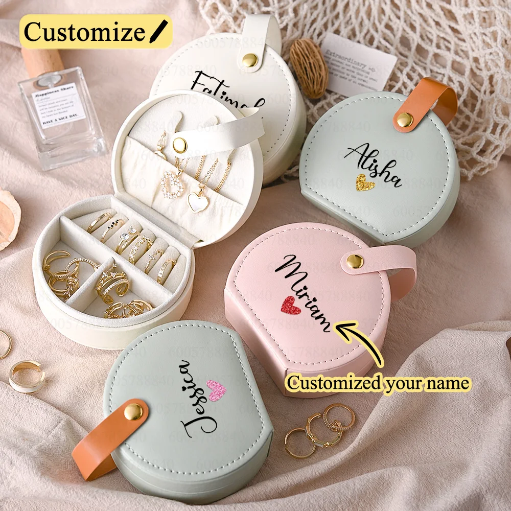 Personalized Jewelry Box with Name and Heart ,Customized Gift  Jewellery Case for Girls,Portable Jewelry Box Organizer for Women