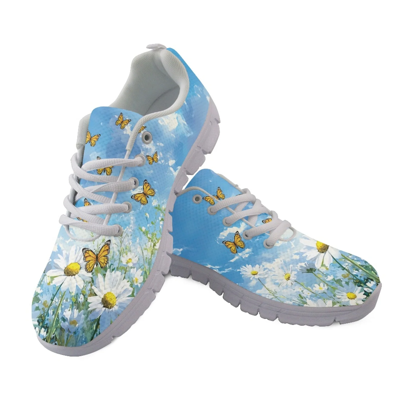 Coloranimal Lace Up Lace-up Running Sneakers for Womens Mens Tennis Shoes for Office Music Butterfly Glow
