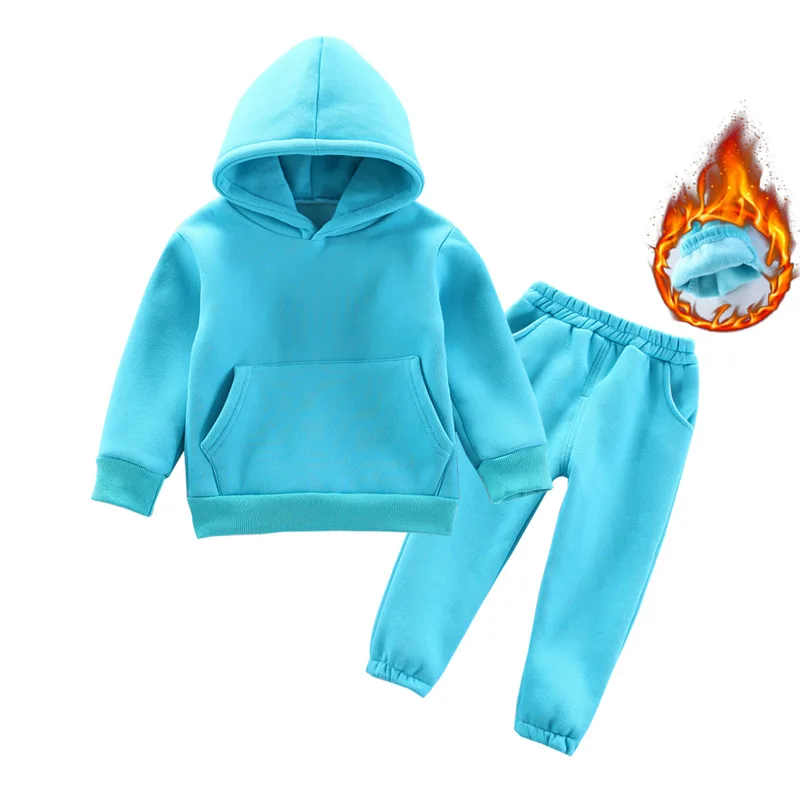 Abbigliamento invernale per bambini vestito per bambini maglione caldo ragazza felpe con cappuccio in pile Pullover felpa pantalone inverno ragazza