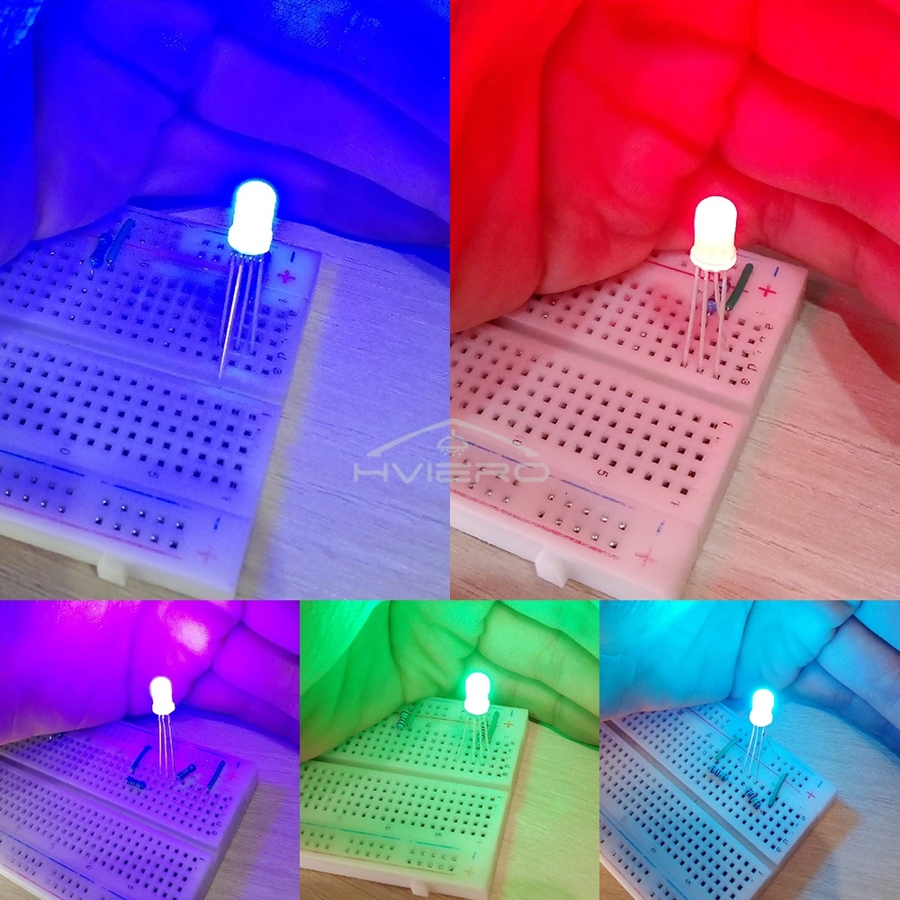 10Pcs Min 5mm Round 4pin Diffused RGB Tri-Color Common Cathode Red Green Blue Emitting Diode LED Lamping Bulb Light Multipurpose