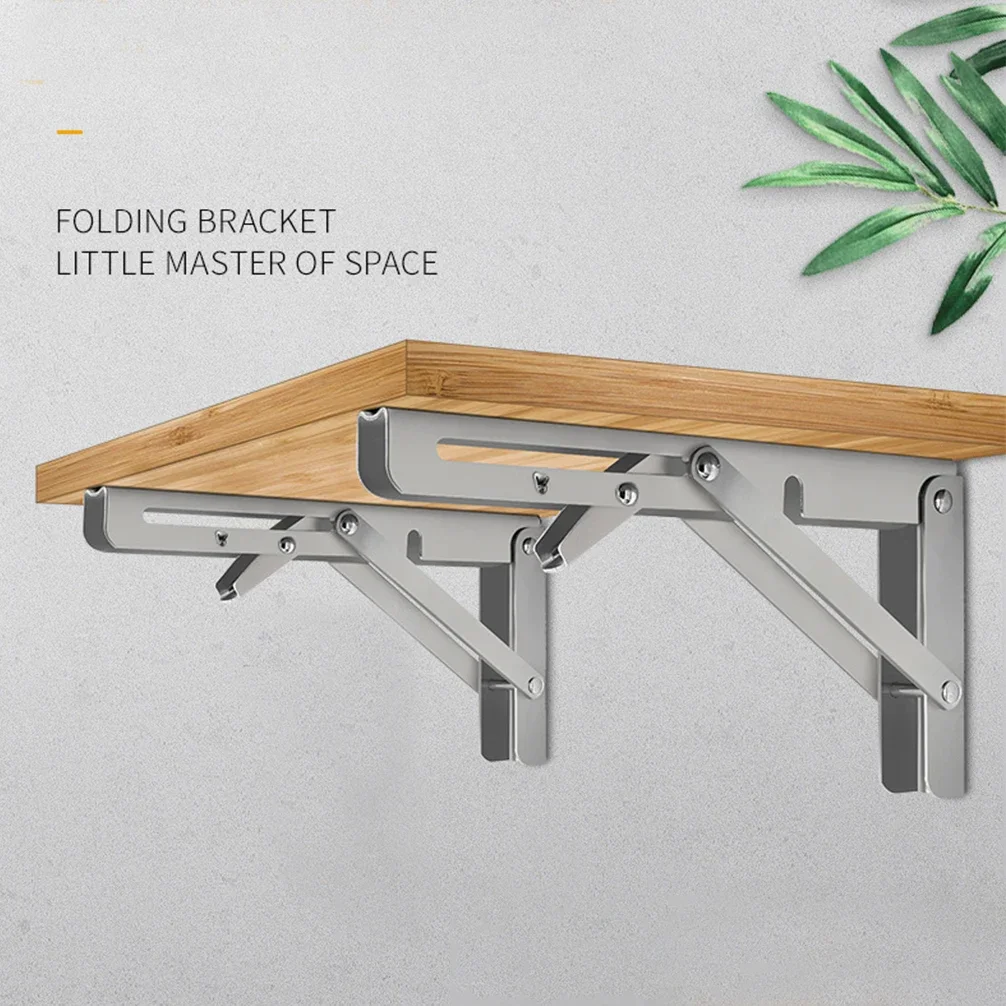 2PCS/Lot Stainless Steel Billy Bracket Folding Nine-fold Shelf Bracket Rack Triangle Bracket on The Wall Shelf Support