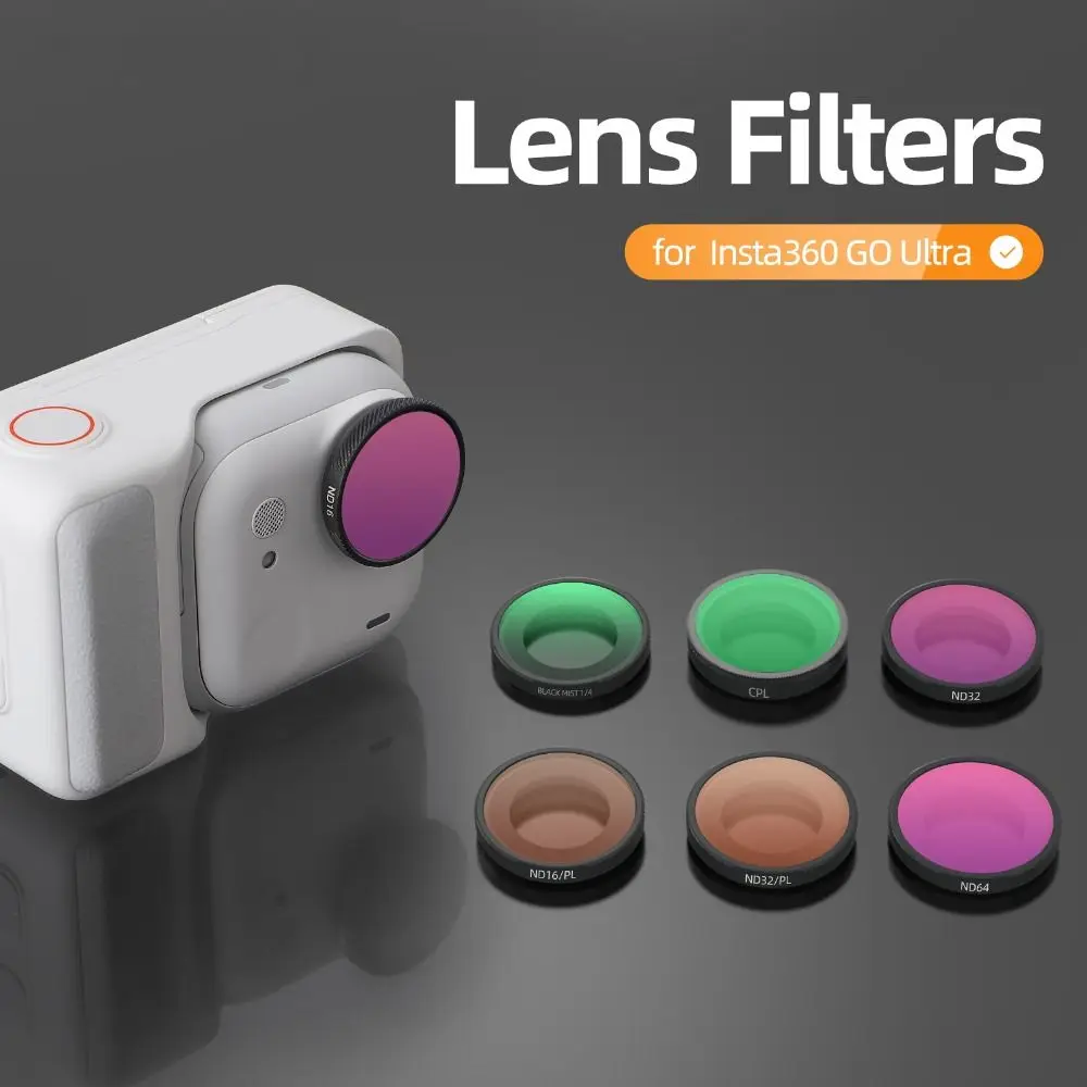 مرشحات عدسة زجاجية بصرية قابلة للتعديل ND 8 16 32 64 مجموعة مرشحات CPL UV المضادة للخدش مرشحات كاميرا الحركة لـ Insta360 GO Ultra