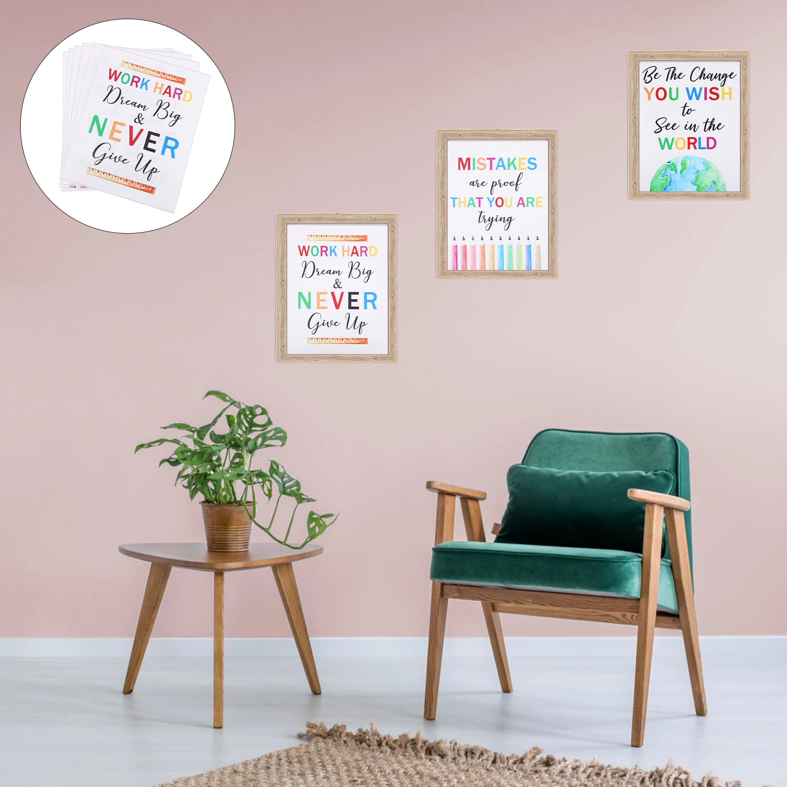 

6 Pcs Wall Stickers Decorative Paintings Office Motivational Inspirational Decals Child