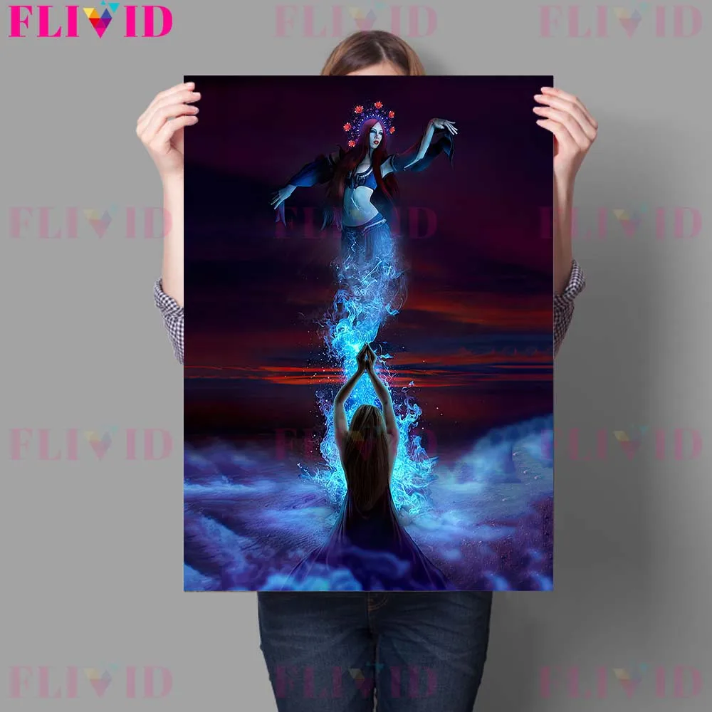 Embrace The Moon And Call The Goddess Vintage Wall Art Canvas Painting Drucila Vampires And Witches Poster And Print Decoration