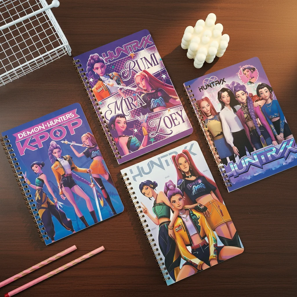 สมุดโน้ตแบบม้วน 4 เล่ม 38 แผ่นต่อเล่ม สมุดบันทึก ไดอารี่ สมุดจด นักเรียน อุปกรณ์การเรียน ของขวัญสำหรับแฟนๆ