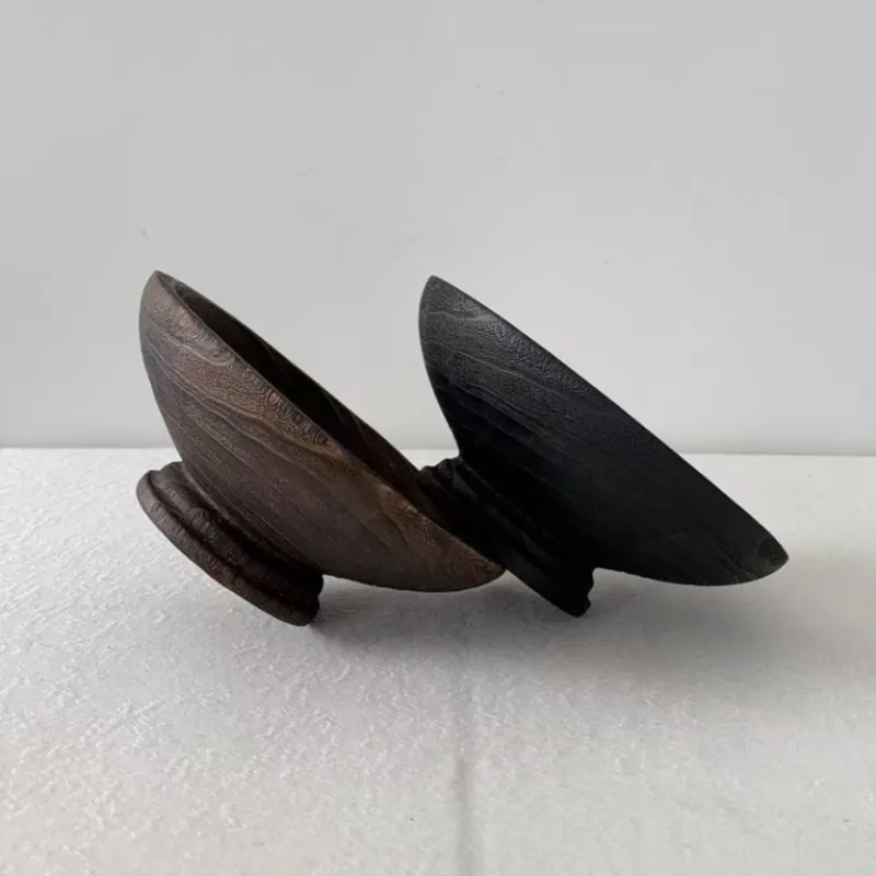 Vintage Wooden Bowl Restaurant Decoration Fruit Bowls Designed Kitchen Center Table Bowl Dinner Ramen Decor Aesthetic Tableware