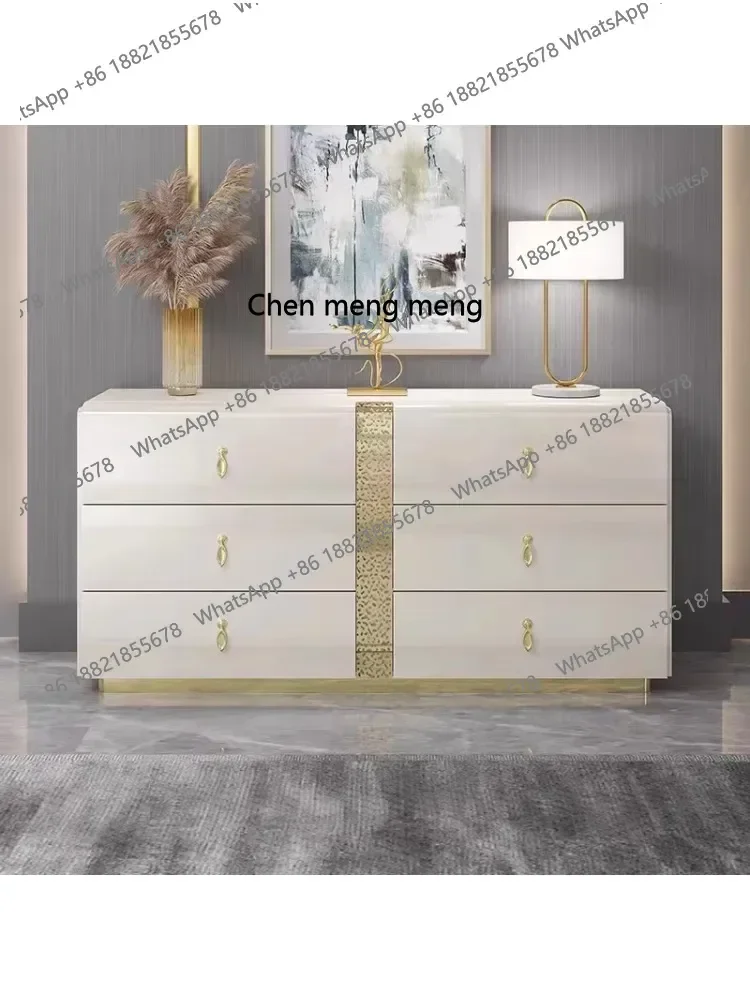 D178 Italian-Style Light Luxury Solid Wood Chest of Six Drawers Storage Cabinet Living Room Locker  Sideboard Cabinet Entrance F