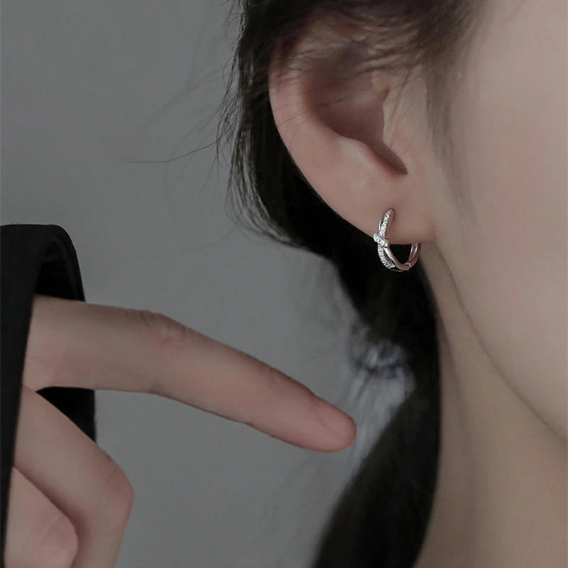 Geometric Small Hoop Earrings For Women Shiny Crystal Tiny Huggies Female Trendy Earring Piercing Accessories Jewelry Best Gift