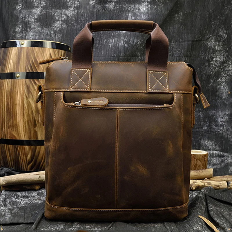 

New Men's Genuine leather Bag luxury Handbag Vertical Men's Briefcase Casual Bag Business Crossbody Bag Retro Shoulder Bag