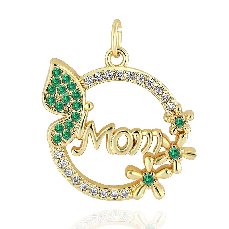 Pendentif en Forme de Cœur Rond en Molleton de Fleurs, Lettres de MoM Jules, Papillon, pour Bijoux de Direction, Bracelet, Collier, en Émail CZ, Fourniture d'Accessoires