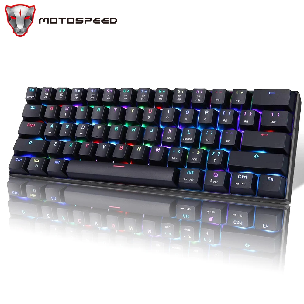 Игровая механическая клавиатура Motospeed CK61, 61-клавишная проводная RGB-подсветка OUTME, красный, синий переключатель, съемный кабель для ПК, ноутбука, офиса