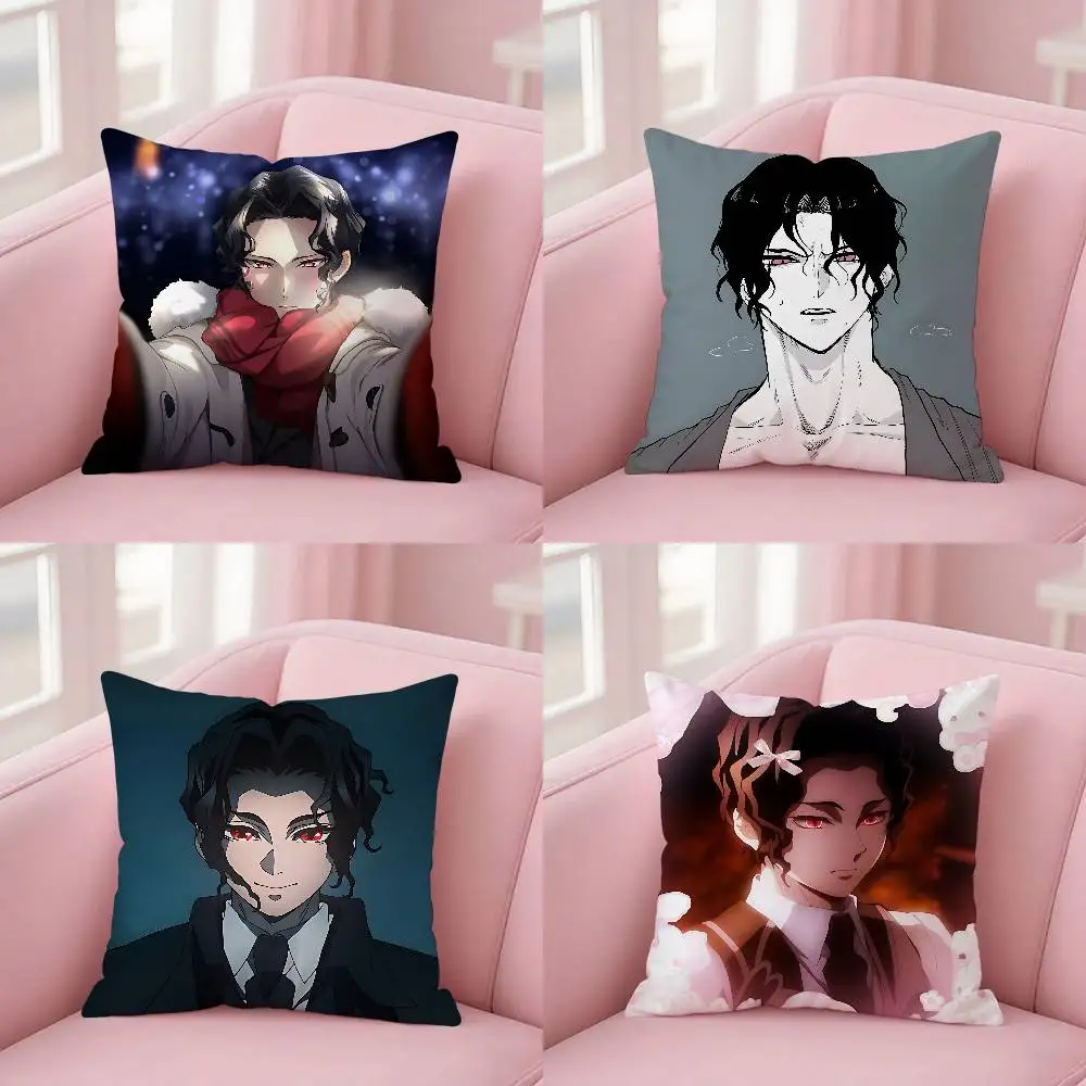 

Cute K-Kibutsuji Muzan Pillow Case Throw Pillow Cover Nordic Vintage Style Cushion Covers Home Living Room Sofa Couch Seat Dec