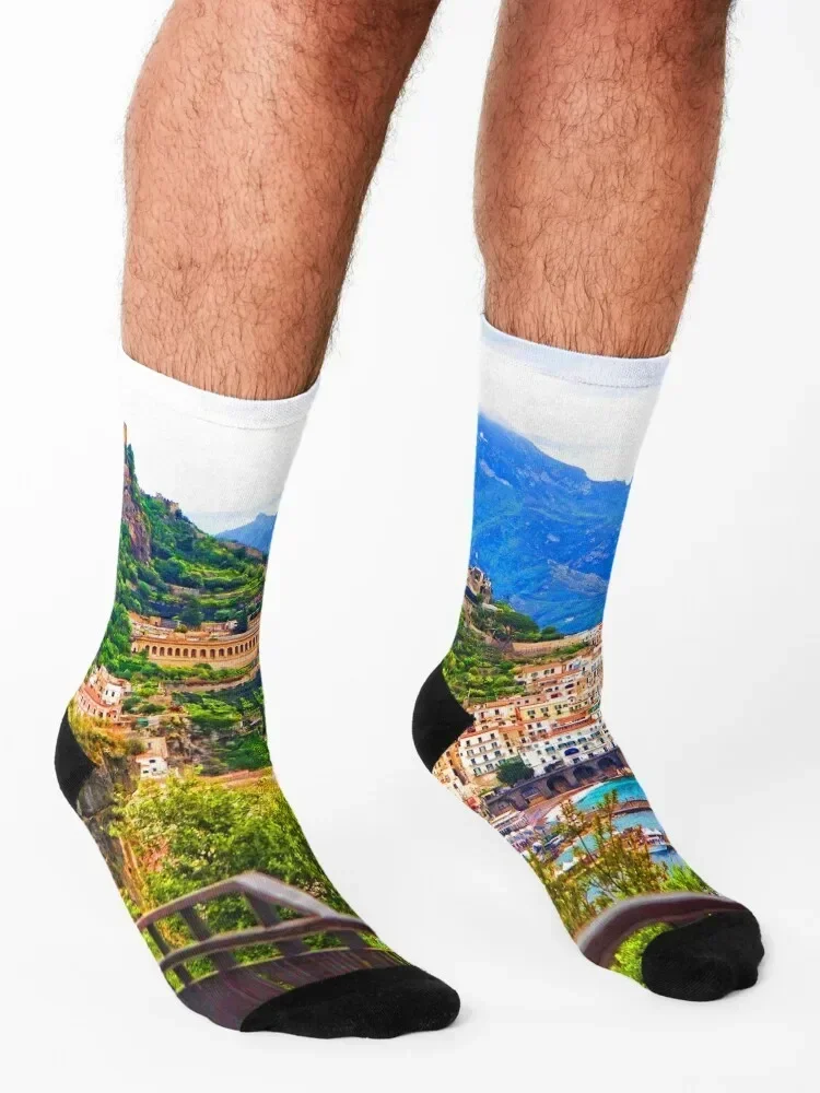 The City of Amalfi - Crown Jewel of the Amalfi Coast Socks aesthetic set sheer hiking Socks Female Men's