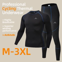 Winter Men's Cycling Base Layers Thermal Fleece Underwear Quick Dry Bicycle Clothing Unisex Top / Pants for Road Bike Equipment