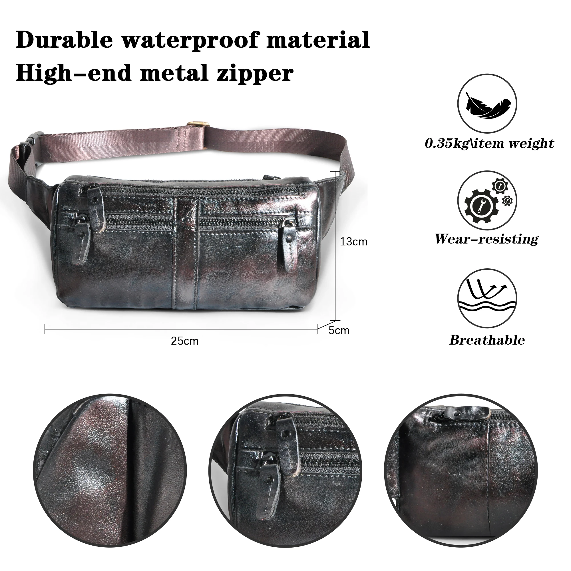 Luxury Natural Leather Coffee Men Fashion Travel Fanny Waist Belt Pack Sling Chest Bag Design Bum Bag 7\