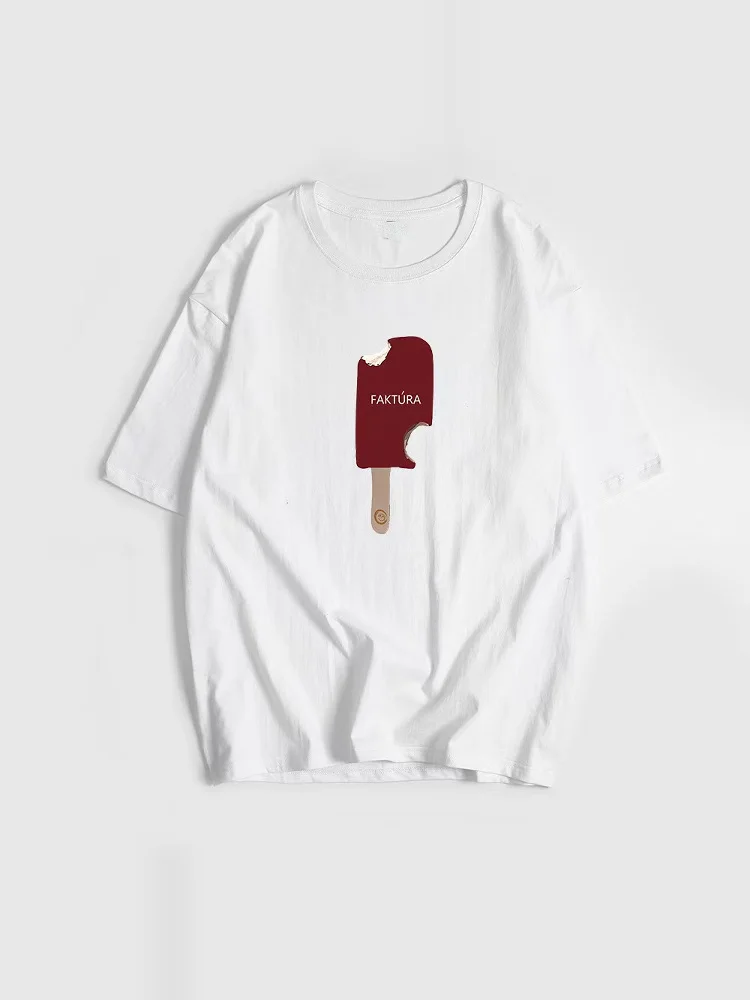 Faionable فضفاض جولة Ne مطبوعة القطن تي شيرت المرأة رداء علوي غير رسمي الصيف تخفيف Sle ort Sve النمط الإبداعي #4