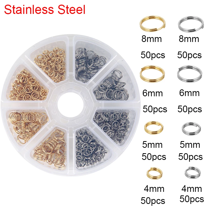 Schmuckherstellungsset Set Box Edelstahl Offene Biegeringe Karabinerverschlüsse Ohrringhaken Für Armbandzubehör Halskettenzubehör