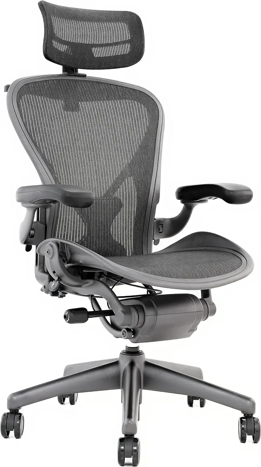 Aeron Chair by Herman Miller - Highly Adjustable Graphite Frame - with PostureFit - Carbon Classic (Medium)