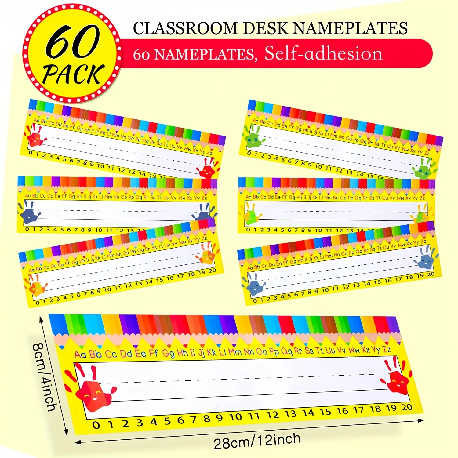 60pcs Nameplate Classroom Flat Nameplate Name Tag School Classroom Student Desk Teaching Supplies Back To School Decoration