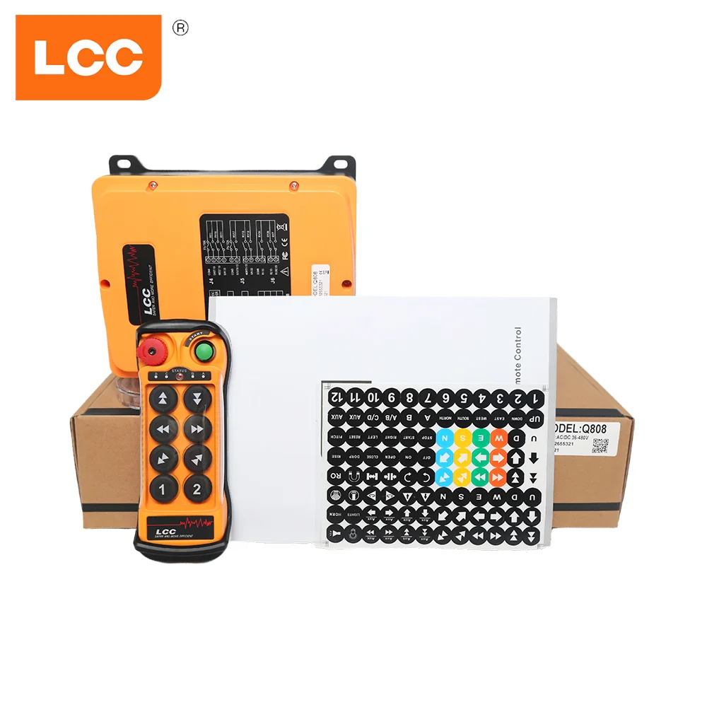 Hot Sale Q800 Q808 Industrial 8 Button Rc Transmitter and Receiver Wireless Crane Winch Remote Controller