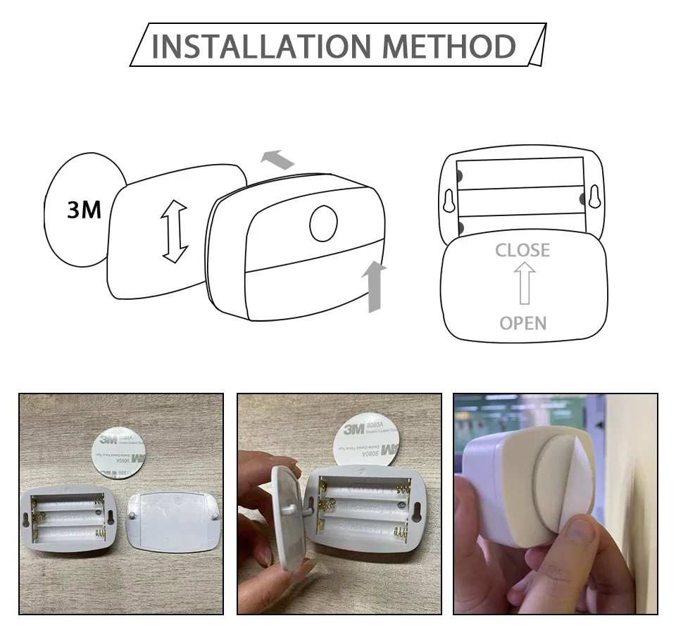 Stick on PIR Motion Sensor LED Night Light Battery Operated Nightlight for Bathroom Hallway Stairs Closet Cabinet Bedroom Decor