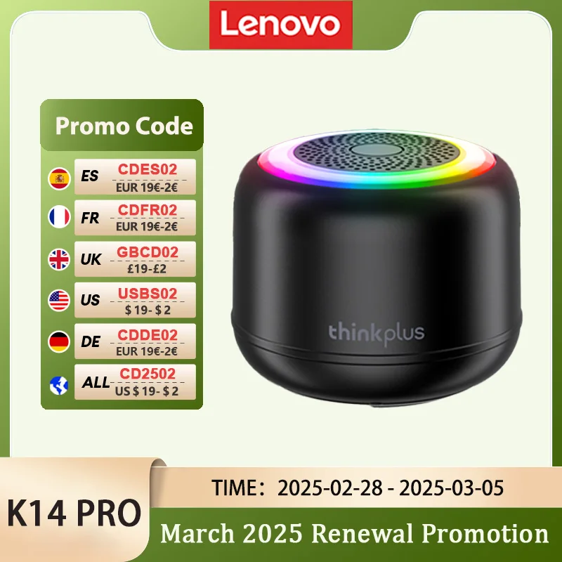 Lenovo K14 Pro RGB Bluetooth 5.4 스피커 진동 서라운드 사운드 서브 우퍼 스피커 울트라 사운드 야외 휴대용 스피커