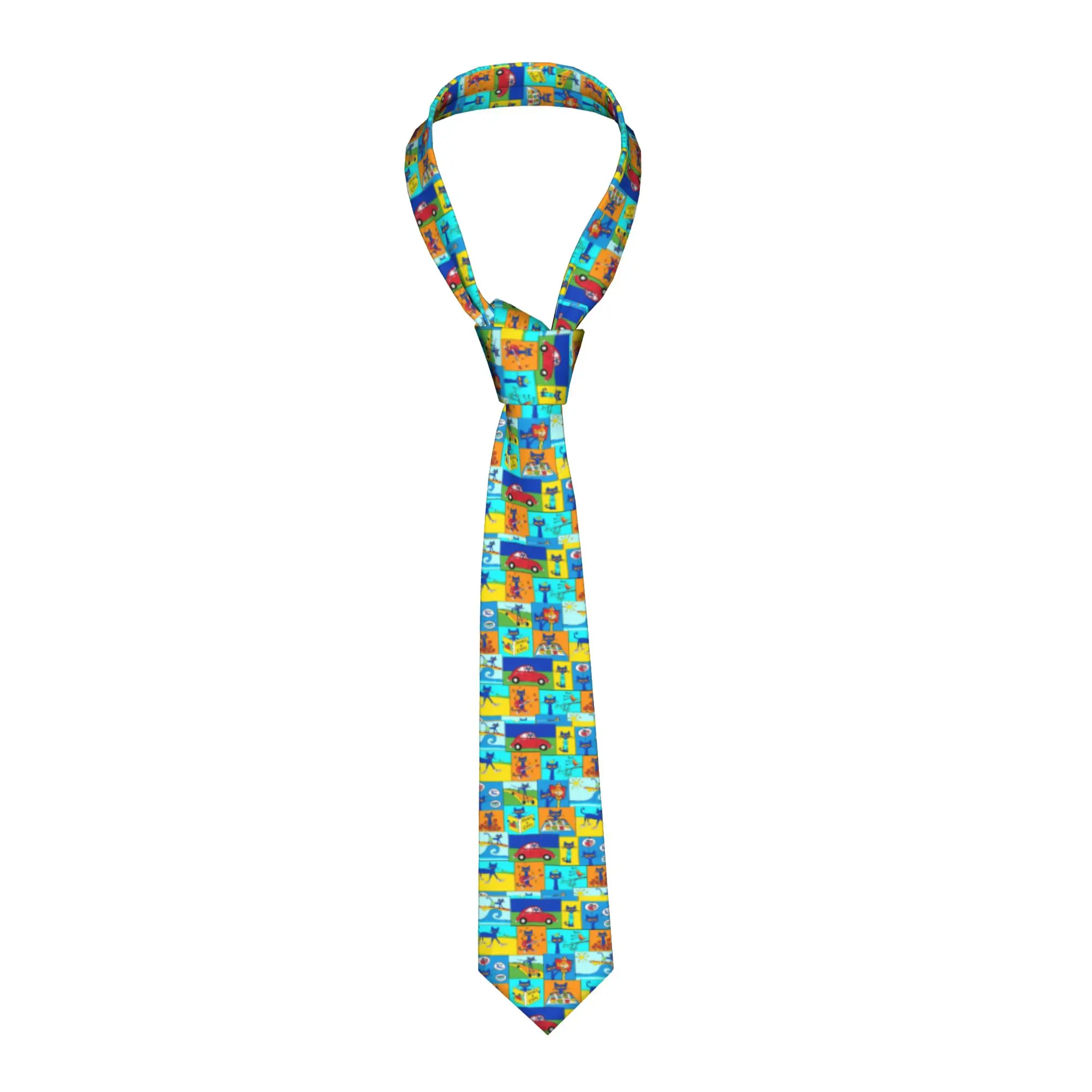 Pete the Cat  Neckties Unisex 8 cm Groovy Kitten Neck Ties for Mens Casual Daily Wear Gravatas Wedding Accessories Business