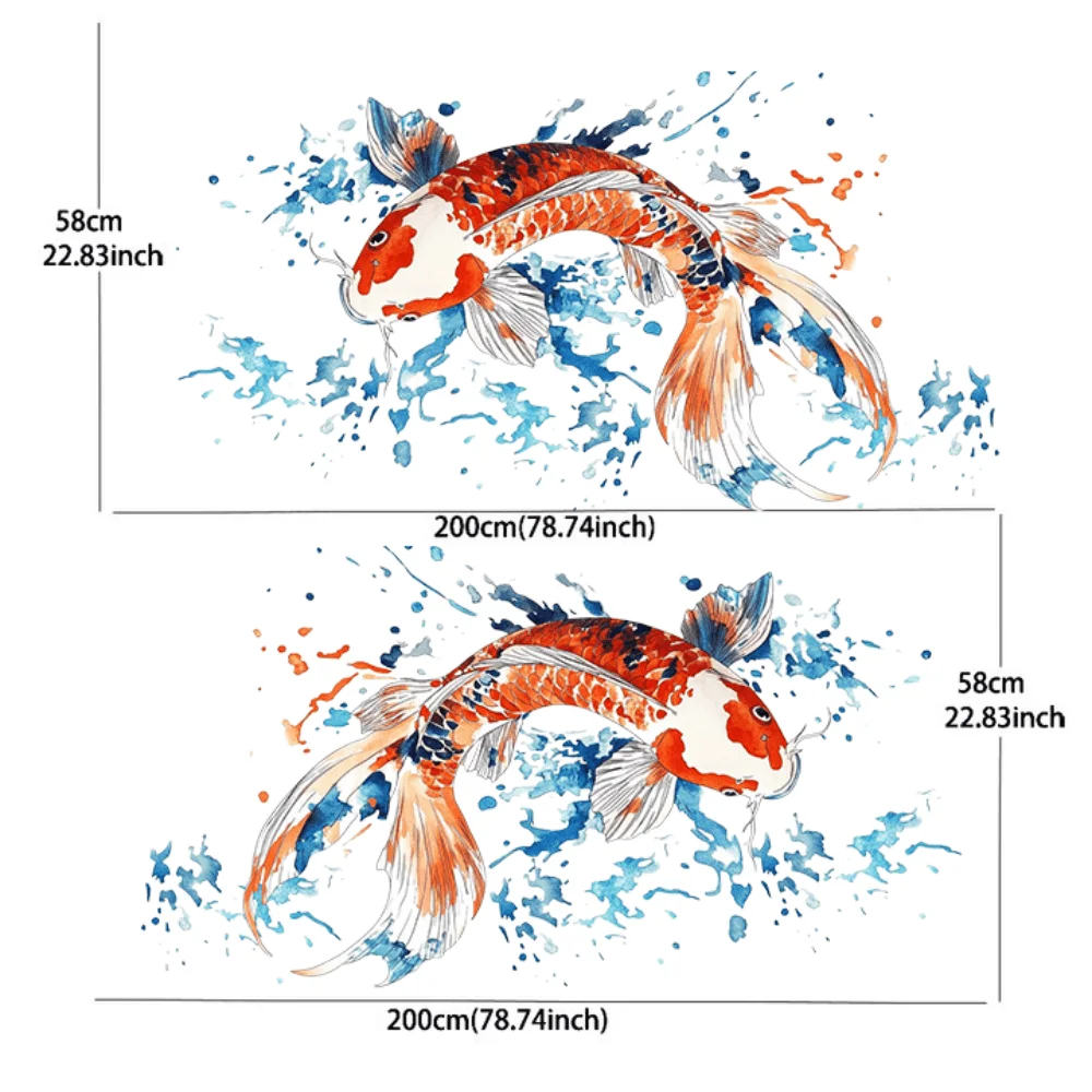 Personalized Ocean Waves Koi Oil Painting Koi Flower Branch Pulling Stickers Car Stickers Full Body Stickers Decoration Coverage