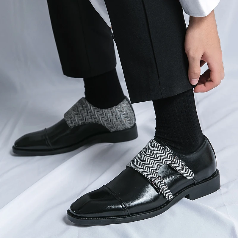 Luxury Mens Evening Dress Social Loafer Buckle Monk Strap Casual Business Wedding Shoes for Men Gentleman Fashion Derby Shoes