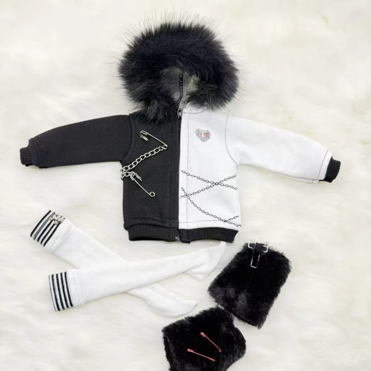 

BJD doll clothes suitable for 1/4 1/6 size Patched Jacket clothes set doll accessories (3 points)